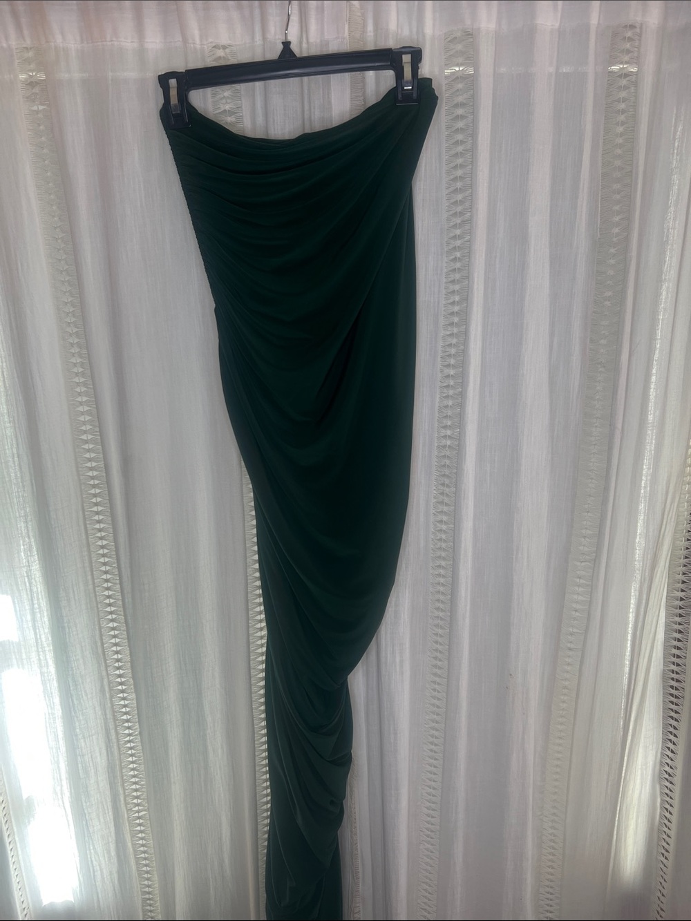 Norma Kamali Emerald Draped Asymmetrical Gown